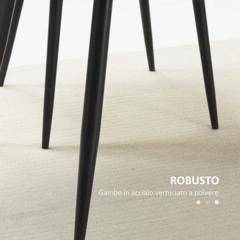 HOMCOM Tavolo da Cucina per 4 Persone in MDF e Acciaio, 140x80x76cm, Colore Legno e Nero