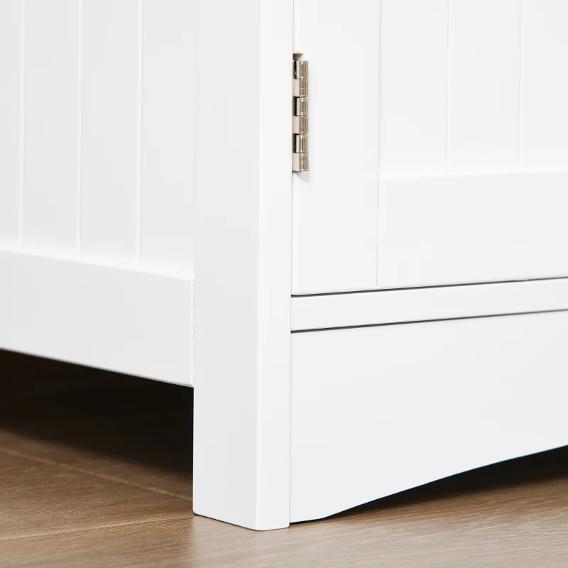 kleankin Mobile Bagno con Mensole, Armadietto e Cassetto, Mobiletto da Bagno Multiuso in Legno, Bianco,  60x33x122.5cm