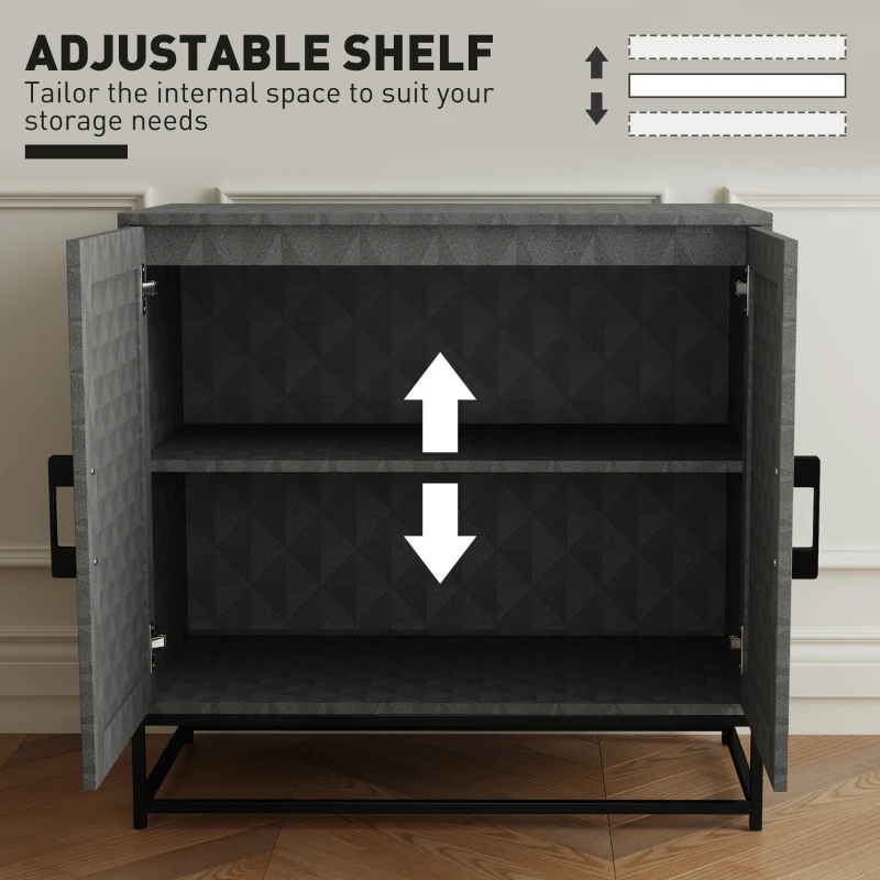 HOMCOM Modern Sideboard, Freestanding Sideboard Storage Cabinet with Adjustable Shelf and 2 Doors for Living Room, Grey