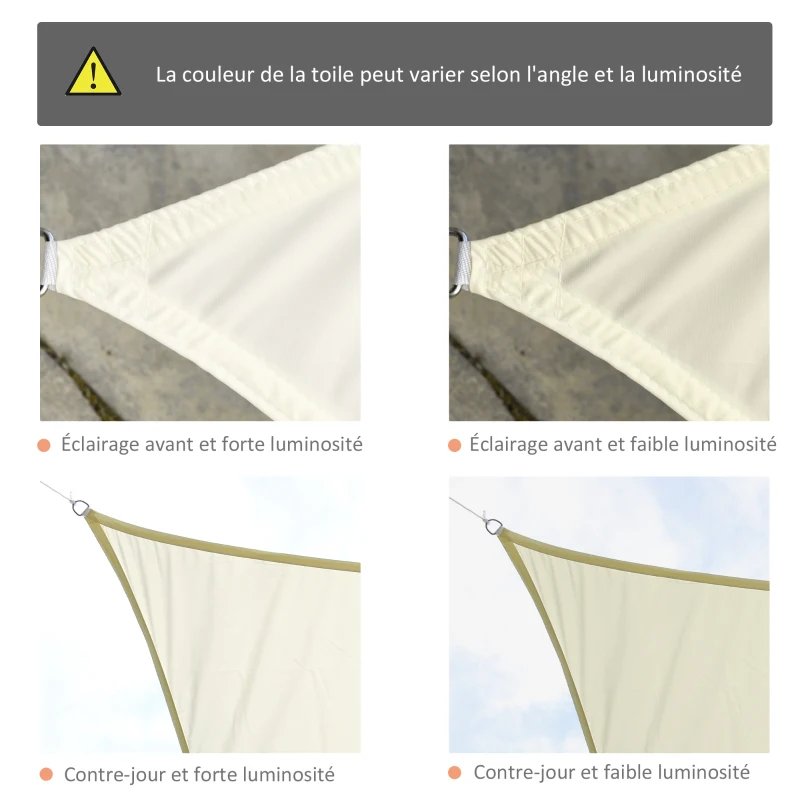 Outsunny Voile d'ombrage carrée 3x3m toile ombrage extérieur protection anti-UV, pour jardin terrasse extérieur patio piscine balcon, crème