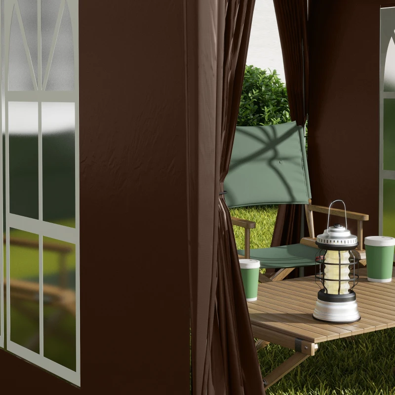 Outsunny Tonnelle de jardin extérieure tonnelle pliante pop-up réglable en hauteur protection UV 2 x 2 m marron