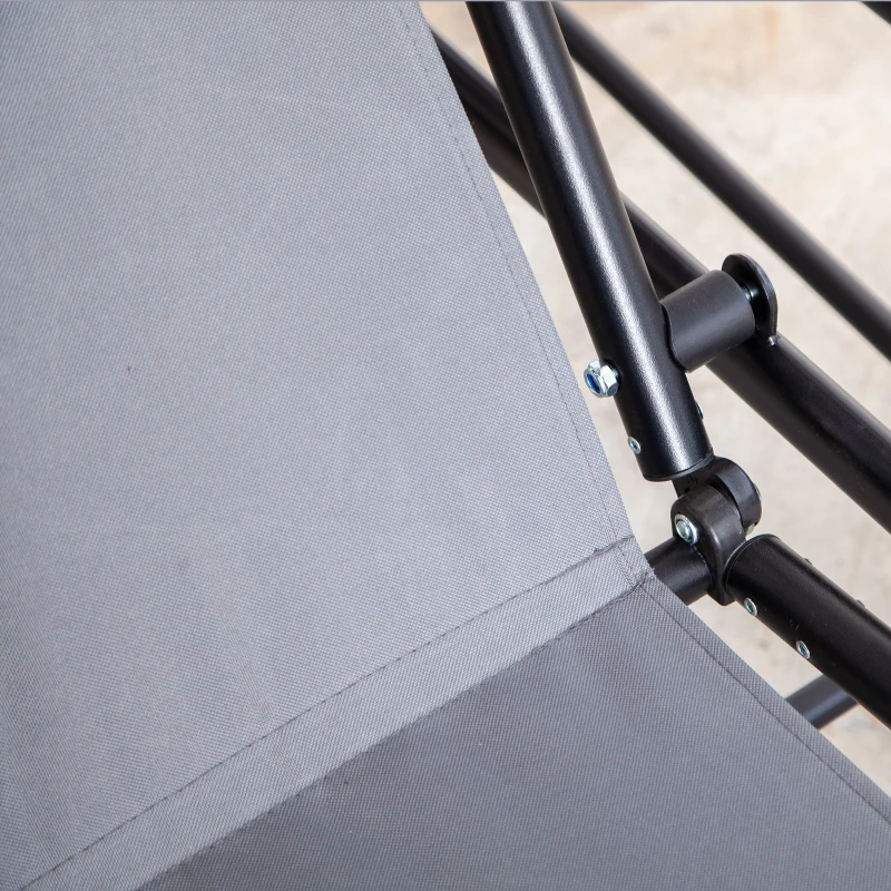 Outsunny Outusunny Dondolo Letto da Giardino 3 Posti con Tettuccio Regolabile, Metallo e Poliestere, Grigio