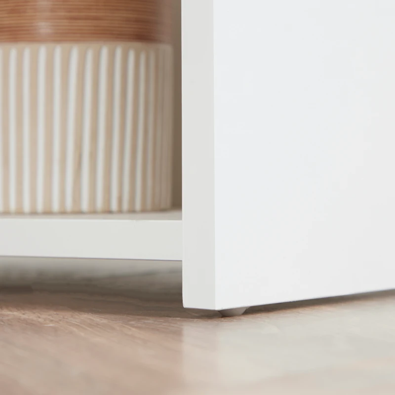 HOMCOM Ilot de cuisine 3 étagères de style moderne et porte-couteaux en acier inoxydable 105 x 65 x 90 cm blanc et naturel