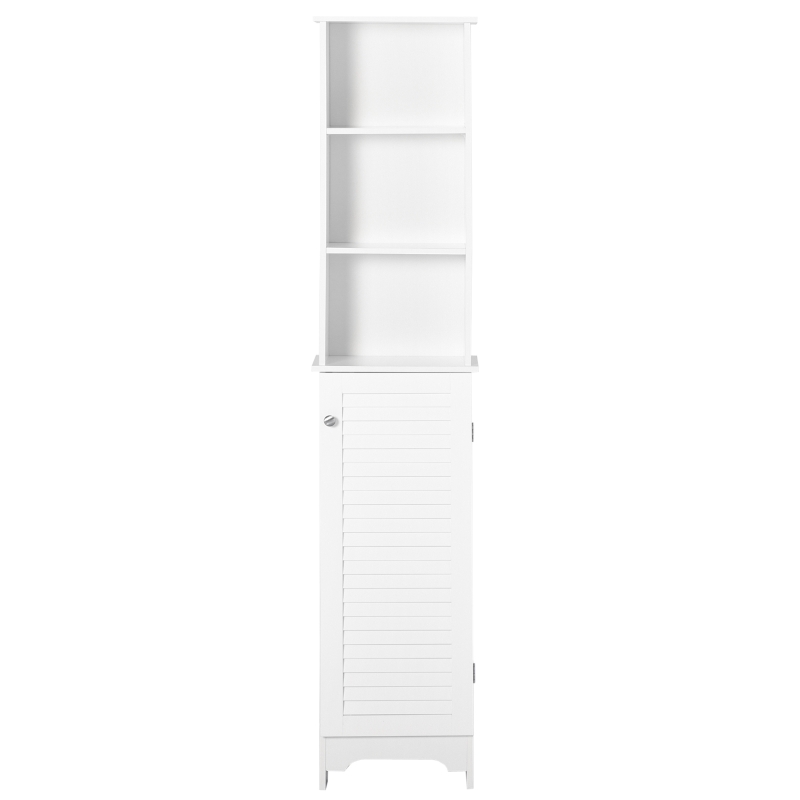 HOMCOM Colonna Bagno con Ripiano a 3 Livelli e Armadietto Chiuso, in MDF e Truciolato, 34x20x165 cm, Bianco