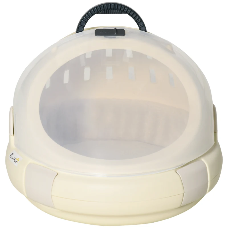 PawHut Trasportino Cuccia per Gatti Rotondo con Peluche Interno e Fermo, Φ41x35.2cm, Beige