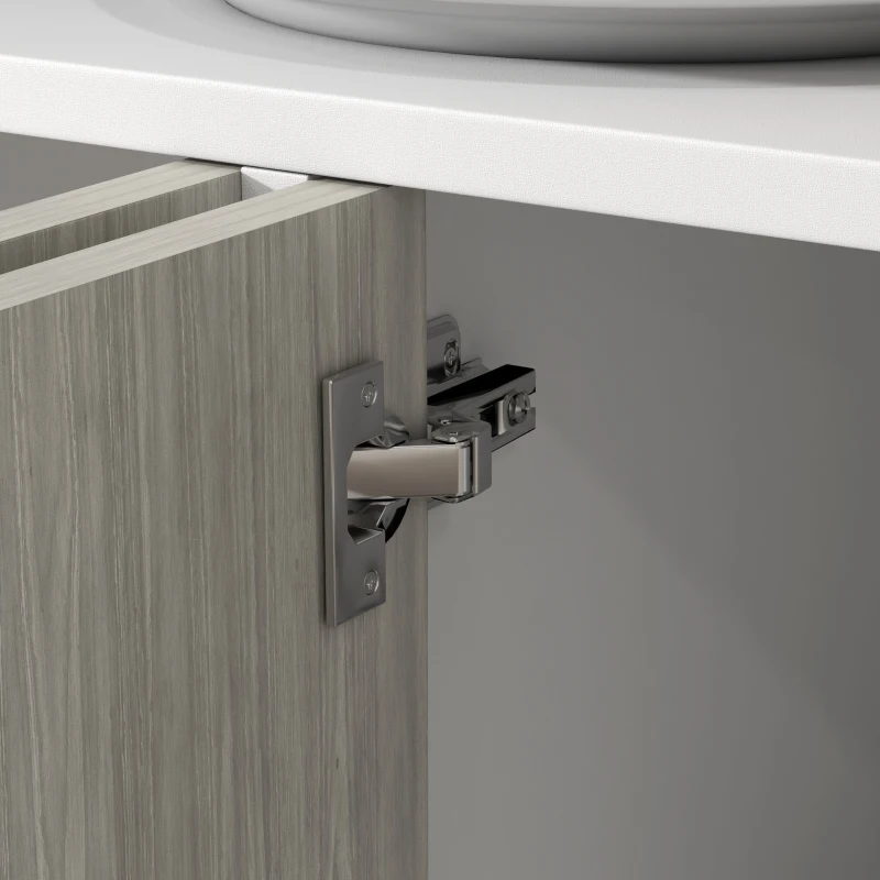 HOMCOM Buffet de cuisine meuble de rangement 2 placards avec étagères réglables, 121 x 37 x 75 cm, blanc et aspect bois gris