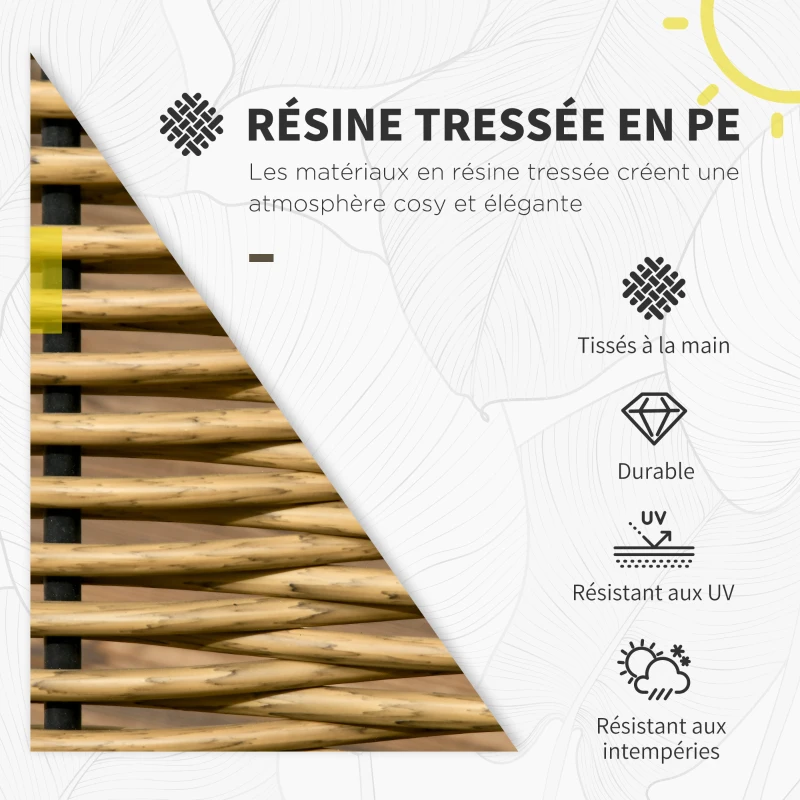 Outsunny Salon de jardin en résine tressée imitation rotin modulable 5 pièces coussins inclus gris