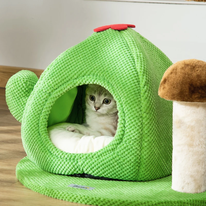 PawHut Cuccia Tiragraffi a Forma di Cactus per Gatti Fino 4.5kg, 54x54x52cm - Multicolore