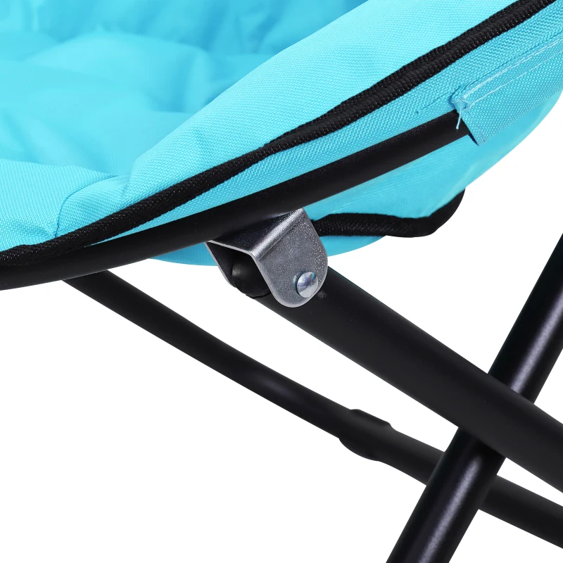Outsunny Sedia Pieghevole da Campeggio o Pic Nic, Seduta Imbottita Struttura in Metall0, 80 x 80 x 75cm, Azzurro