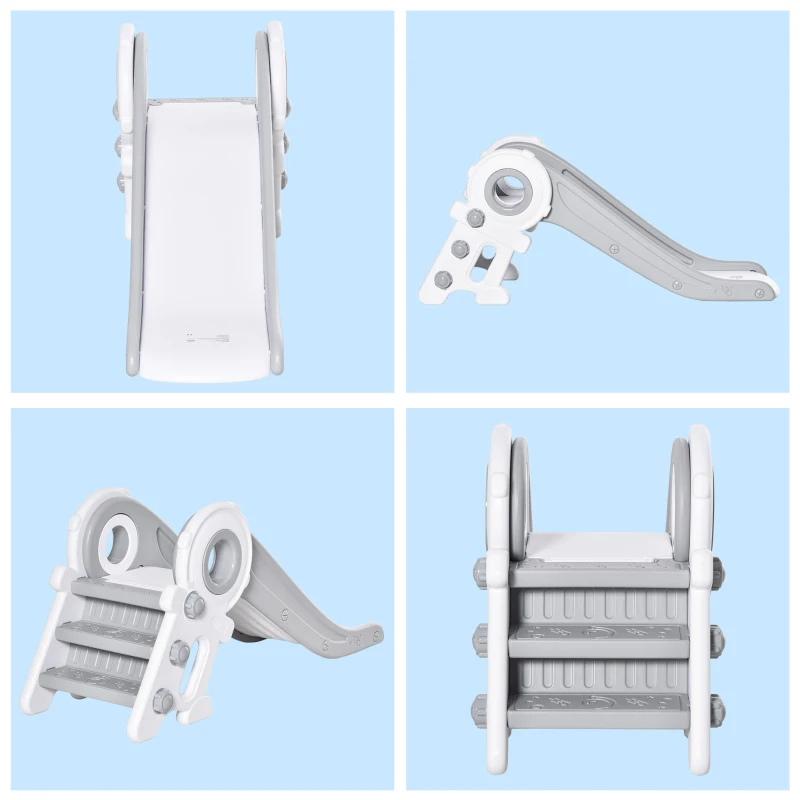 HOMCOM Folding Kids Slide Freestanding Slider for Toddler Climber Indoor Outdoor Playset Exercise Toy Activity Center for 1-3 Years, Cartoon Astronaut Shaped Grey