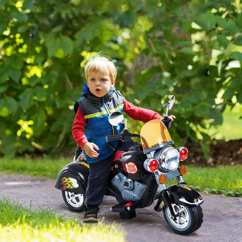 HOMCOM Mini Moto Elettrica per Bambini da 37-72 Mesi 3 Ruote Batteria 6V PP Ferro, Velocità 2.5KM/h, 92×53×67cm