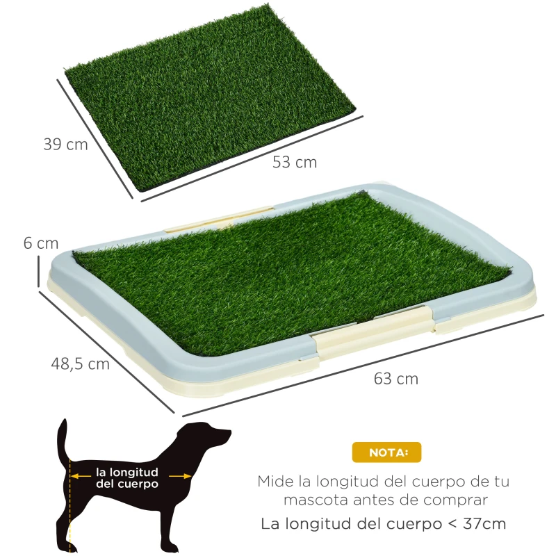 PawHut Arenero para Perros con Césped Artificial Rejilla y Bandeja para Entrenamiento de Cachorros 63x48,5x6 cm Multicolor