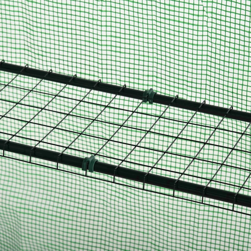 Outsunny Invernadero de Jardín 141x72x191 cm Vivero Casero con 4 Estantes Puerta Enrollable Cubierta de PE 140g/m² y Marco de Acero para Cultivos Plantas Macetas Flores Verde