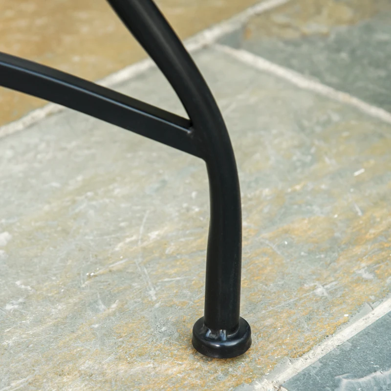 Outsunny Table Ronde Style Fer forgé Bistro Plateau mosaïque Motif Rose des Vents métal époxy anticorrosion Noir céramique