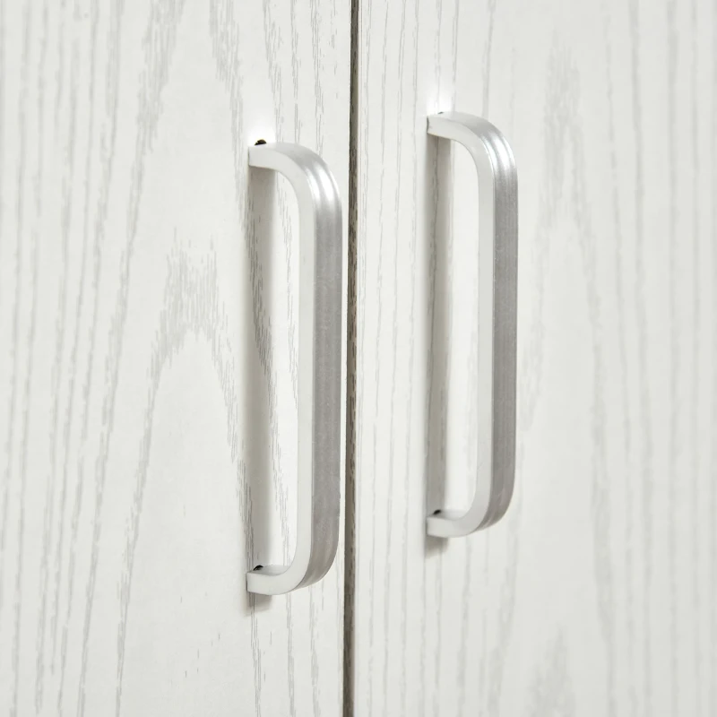 HOMCOM Mobile Cucina Multiuso con Ruote, Armadietto e Ripiano per Microonde, Credenza Alta in Legno Truciolare, 60.4x40.3x97cm Bianco