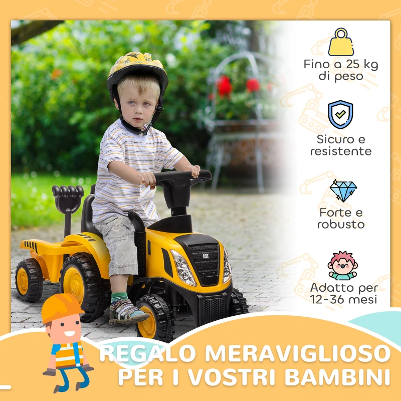 AIYAPLAY Camion Giocattolo per Bambini 12-36 Mesi con Pala e Rimorchio, in PP e Metallo, 91x29x44 cm, Giallo