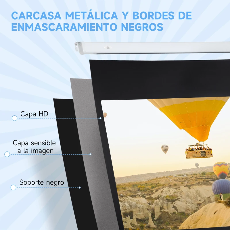 HOMCOM Pantalla de Proyección Eléctrica 84 Pulgadas Formato 16:9 con Mando a Distancia 186x105 cm Blanco