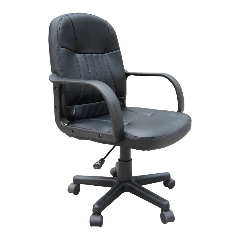 HOMCOM Swivel Executive Office Chair, PU Leather Computer Desk Chair with Adjustable Height, Wheels, Black