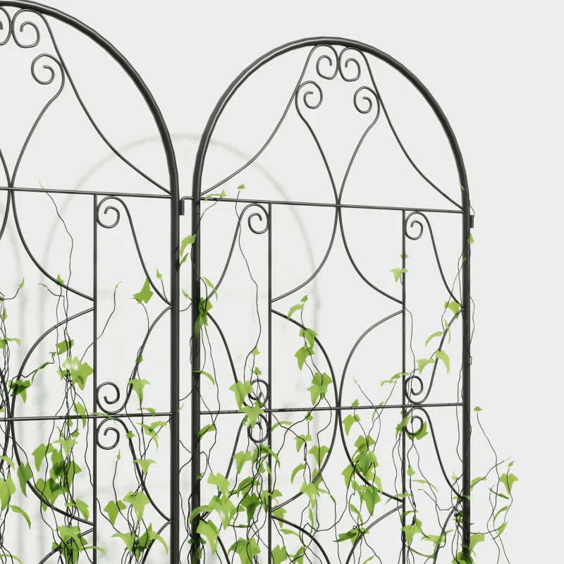 Outsunny Support pour plantes grimpantes avec motif lot de 2 treillis de jardin pour vigne fleurs légumes métal 50 x 180 cm noir