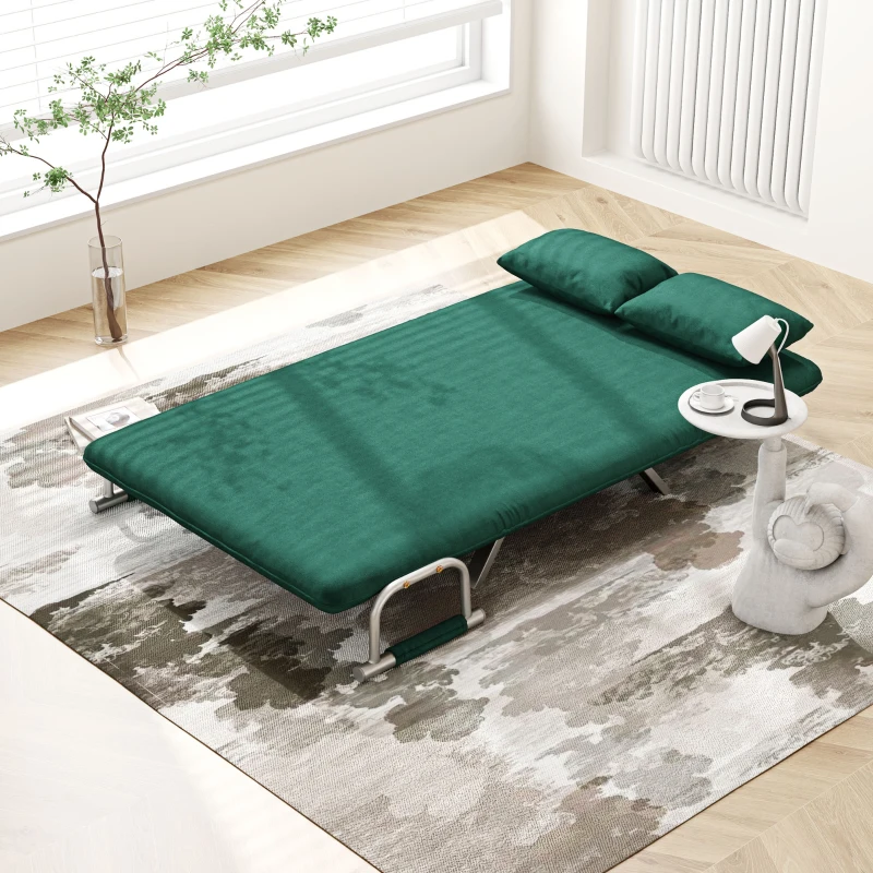 HOMCOM Canapé convertible 2 places canapé-lit 2 places avec dossier réglable et 2 coussins en revêtement aspect suède vert