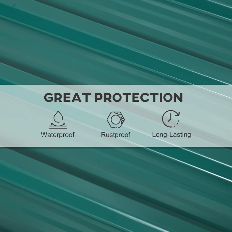Outsunny Set of 12 Corrugated Steel Roof Sheet Panels - Green