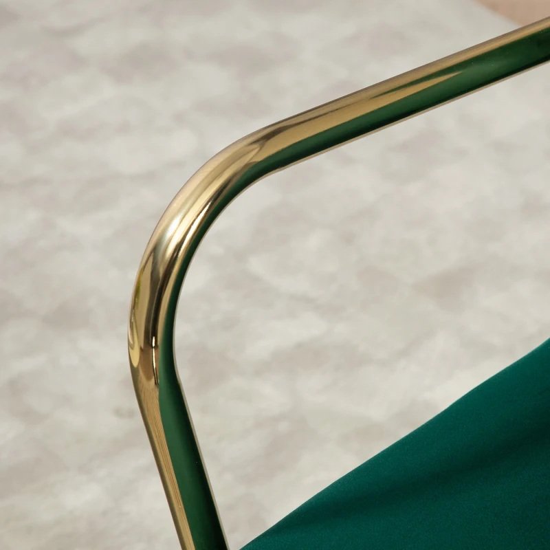 HOMCOM Poltrona da Camera Retrò in Velluto con Braccioli, Gambe Dorate e Seduta Imbottita, Verde