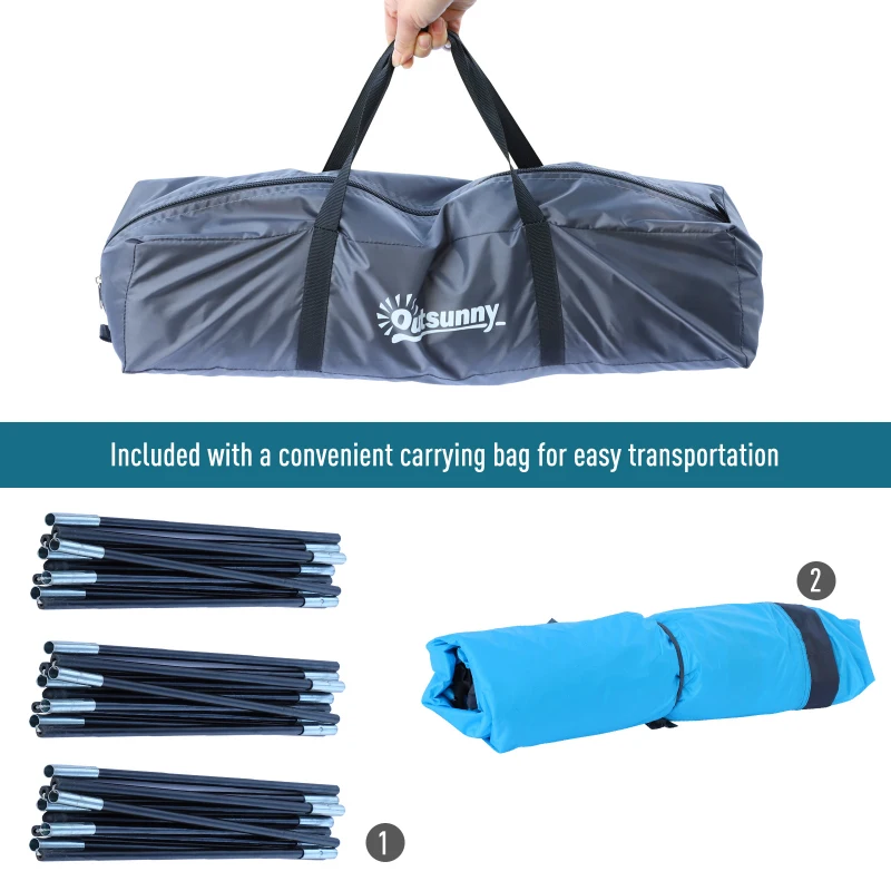 Outsunny Tente de camping ouverte 10-12 pers. max. - bâche anti-pluie - voile d'ombrage grande taille dim. 4,7L x 4,7l x 2H m - sac transport inclus - bleu