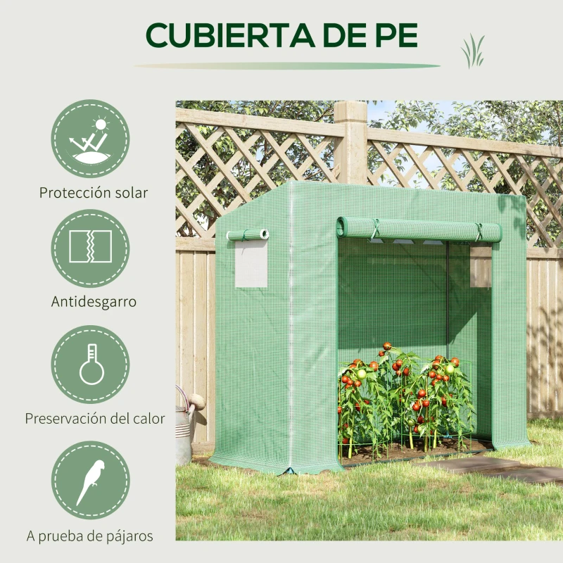 Outsunny Invernadero de Exterior con Ventanas y Marco de Acero Invernadero para Cultivar Tomates Flores 200x76x168 cm Verde