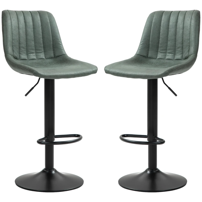 HOMCOM Set of Two Retro Tub Bar Stools - Green