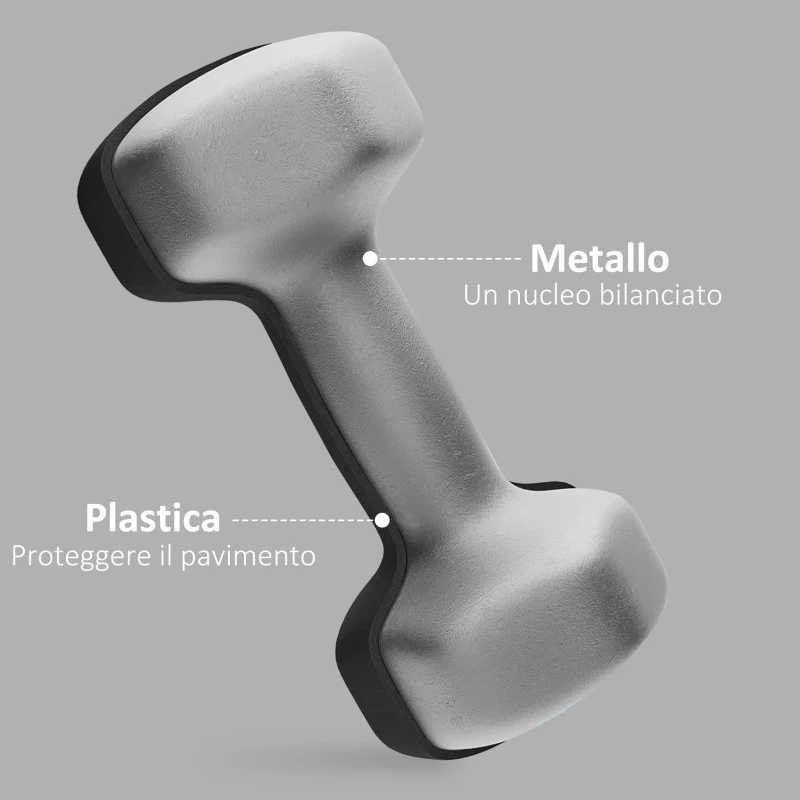 SPORTNOW Set 2 Manubri Esagonali da 2x8 kg in Metallo e Plastica con Impugnatura Antiscivolo, 24x11x11 cm, Nero