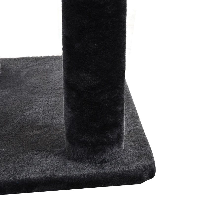 PawHut Arbre à chat poteau à griffer hauteur réglable dim. 55L x 45l x 240-260H cm 7 niveaux d'activités variées gris foncé
