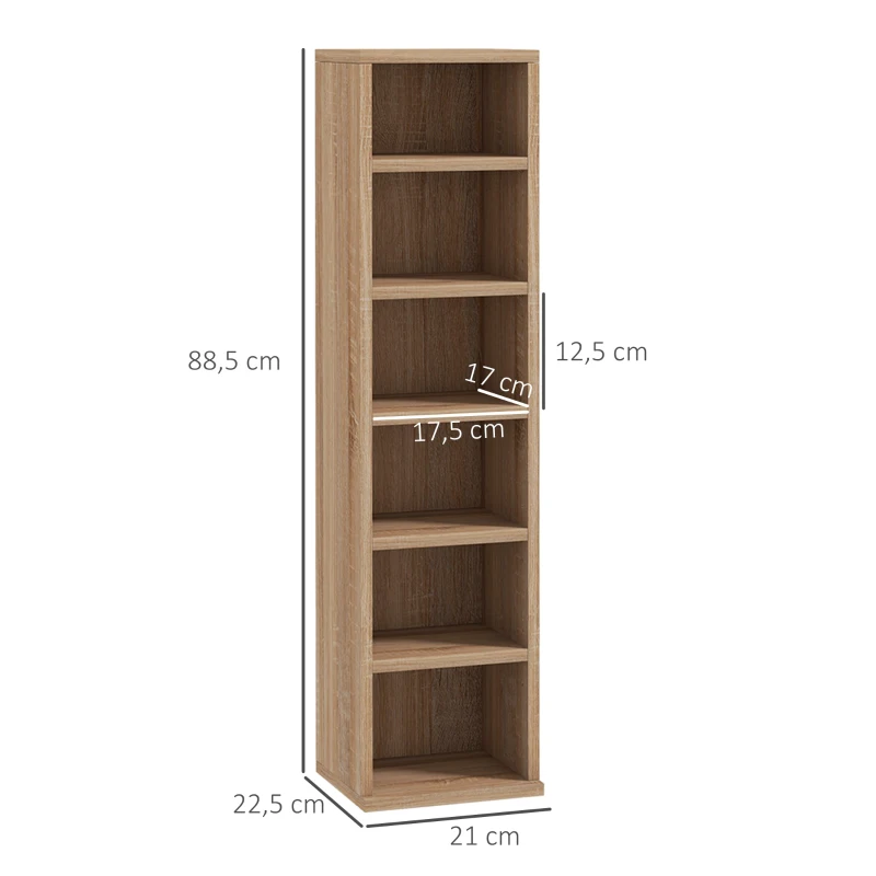 HOMCOM Lot de 2 étagères colonnes armoire de rangement CD-DVD 12 compartiments 21 x 22,5 x 88,5 cm capacité 204 CD chêne