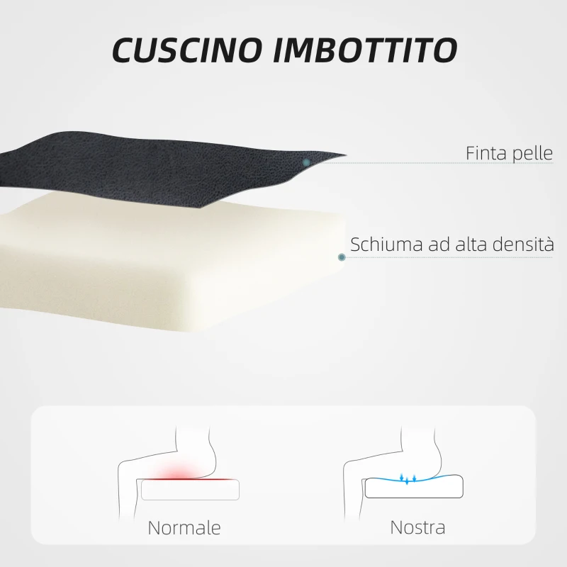 HOMCOM Sedia da Ufficio Reclinabile ad Altezza Regolabile in Finta Pelle e Acciaio, 60x68x95.5-105 cm, Nero