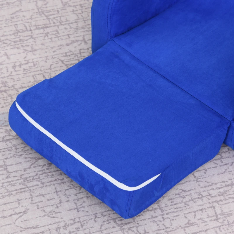 HOMCOM Sillón para Niños de 3 Años Sofá Transformable Diseño 2 en 1 Cama Infantil Plegable de 2 Posiciones con Reposabrazos Asiento Ancho Acolchado 47x45x38 cm Azul