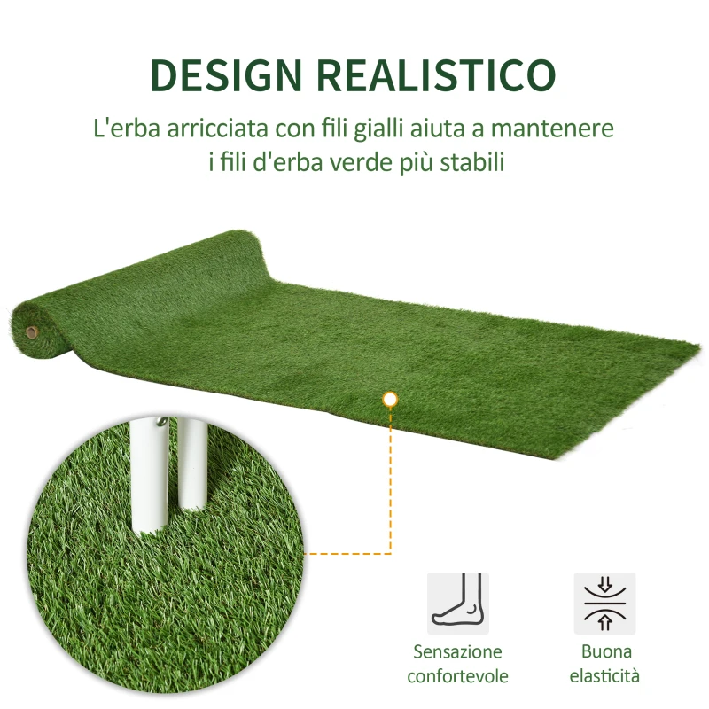 Outsunny Tappeto Erboso Sintetico 4x1m Erba 20mm, Finto Prato Verde Anti-UV Atossico e Drenante per Giardino e Cortile