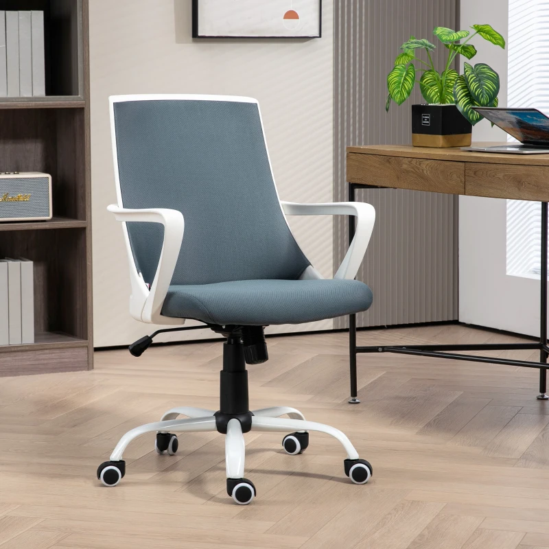 HOMCOM Sedia da Ufficio Ergonomica con Altezza Regolabile, Funzione Dondolo e Tessuto a Rete, Grigio