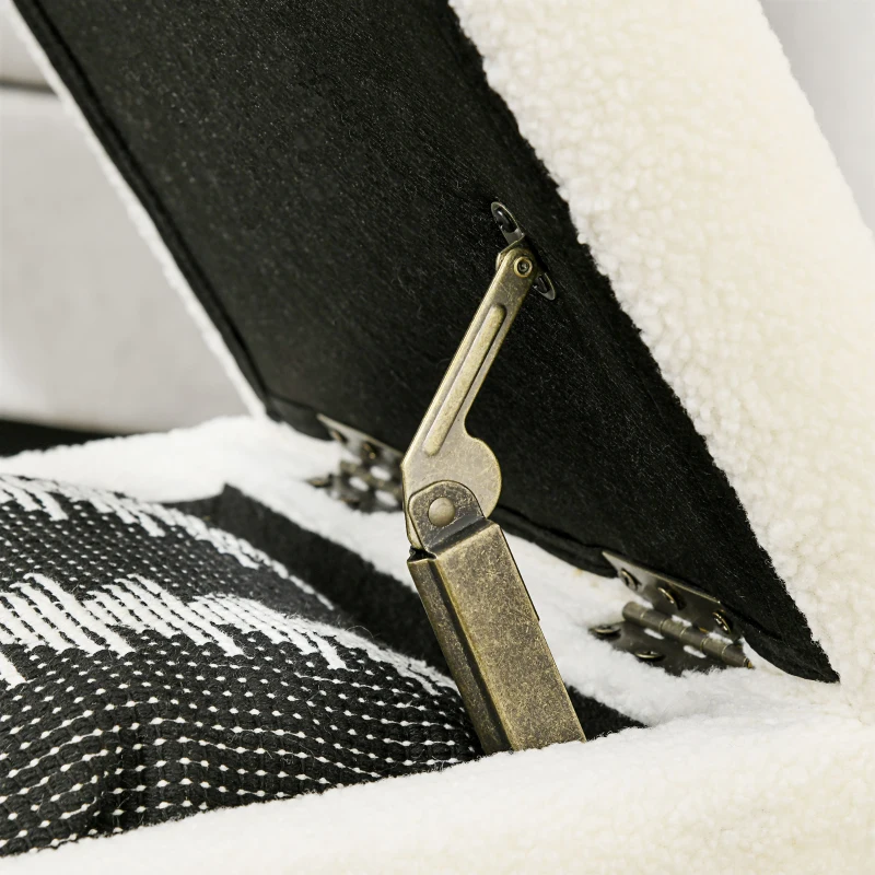 HOMCOM Pouf Contenitore Imbottito in Tessuto Teddy Morbido per Salotto e Camera, 39x39x39cm, Crema