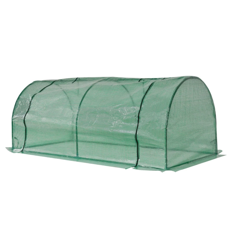 Outsunny Tunnel Greenhouse Green Grow House for Garden Outdoor, Steel Frame, PE Cover, Green, 200 x 100 x 80cm