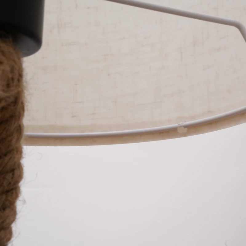 HOMCOM Lampada da Tavolo Stile Marinaro in Corda e Tessuto, Attacco E27, Ф30x56cm - Bianco