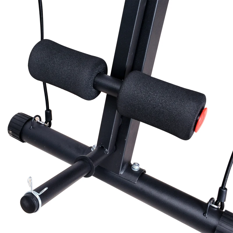HOMCOM Banc de musculation pliable inclinable, banc réglable pour le développé couché, le curl biceps, la musculation du dos et des abdominaux, avec extenseur des jambes, acier, noir rouge