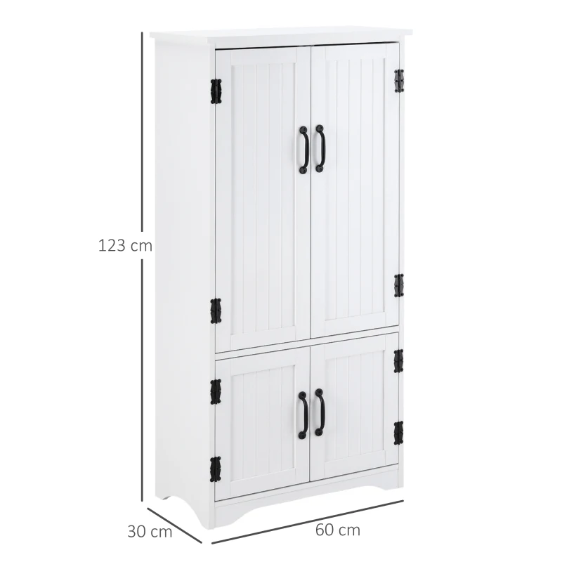HOMCOM Accent Floor Storage Cabinet Kitchen Cupboard with Adjustable Shelves and 2 Lower Doors, White
