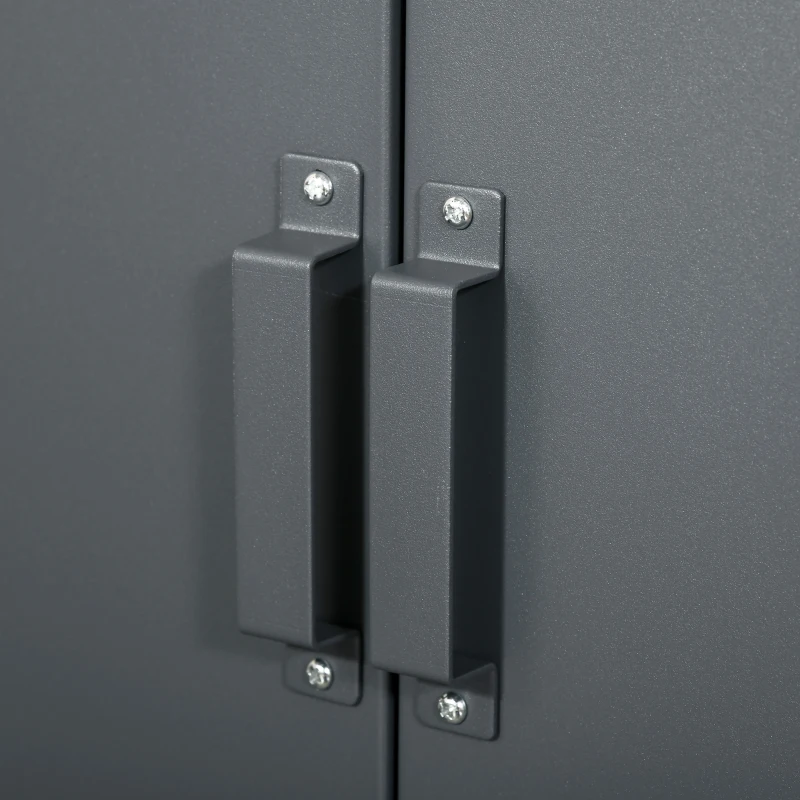 HOMCOM Armoire de bureau à 3 niveaux, meuble de rangement bureau métallique avec 2 portes et étagères réglables, armoire à dossiers pour le bureau à domicile, le garage, gris