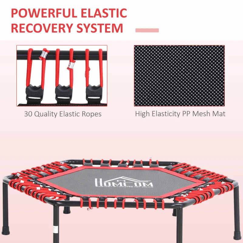 HOMCOM 40" Hexagon Fitness Trampoline Indoor Outdoor Metal Bouncer Jumper Adult Home Gym Fitness - Red