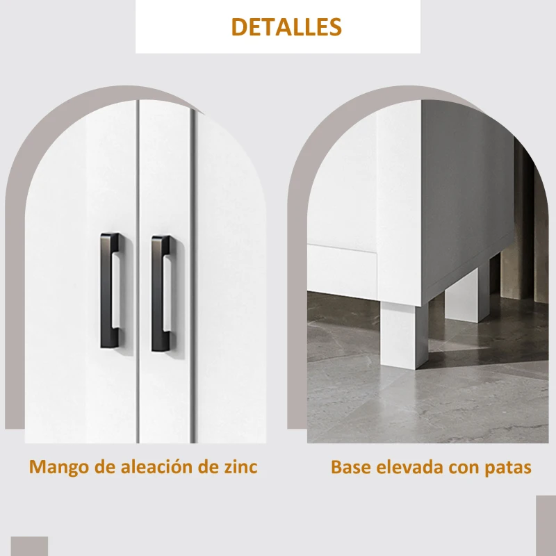 HOMCOM Aparador de Salón Mueble Buffet con 3 Puertas y Estantes Ajustables para Cocina Comedor Estilo Nórdico 90x30x90 cm Blanco(m-6)