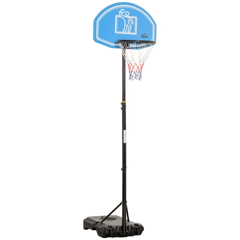 HOMCOM Adjustable Basketball Hoop and Stand, with Wheels and Weight Base, Blue