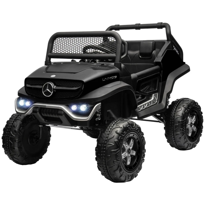 HOMCOM Voiture électrique 4x4 pour enfants de 3 à 8 ans Mercedes-Benz Unimog avec télécommande roues suspendues klaxons noir