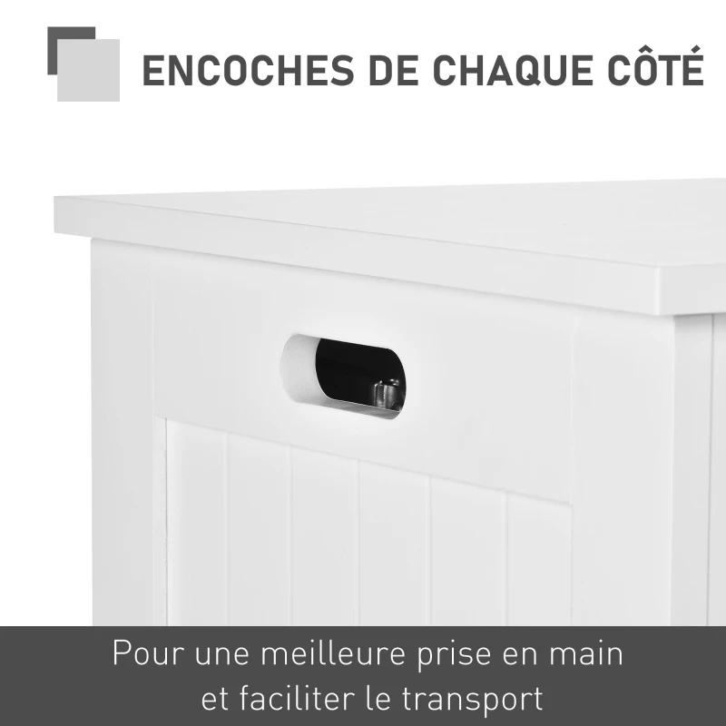HOMCOM Coffre de rangement avec charnières de sécurité boîte de rangement en bois coffre à jouets avec couvercle rabattable 81L x 40l x 46H cm blanc