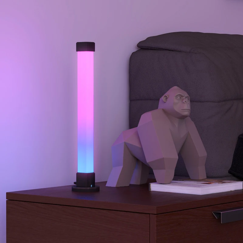 HOMCOM Conjunto de Lámparas de Mesa con Control Remoto App Bluetooth Sincronización con Música y Temporizador Blanco