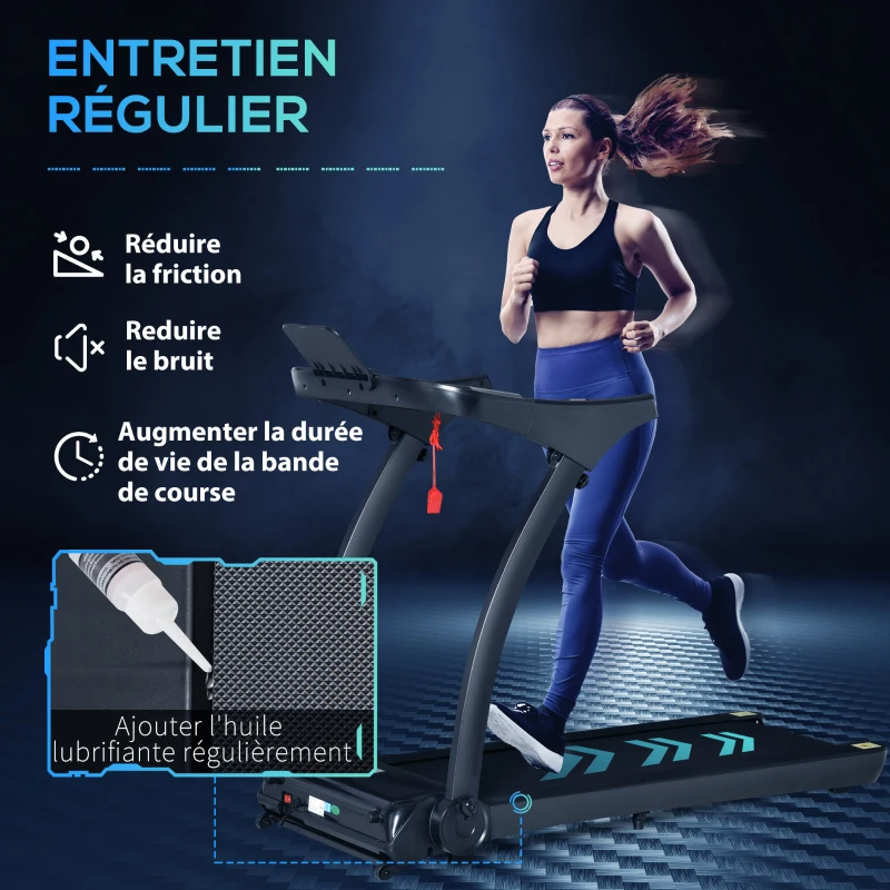 HOMCOM Tapis de course électrique pliable 1-14 km/h 550 W tapis roulant écran LED support de téléphone bande extra-large antidérapant acier PP ABS 153 x 77 x 124 cm noir