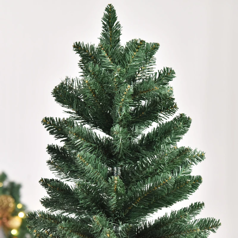 HOMCOM Árbol de Navidad Artificial 210 cm Ignífugo con 1064 Ramas con 2 Tipos de Puntas de PVC Base Plegable y Soporte de Acero Decoración Navideña de Interior Verde